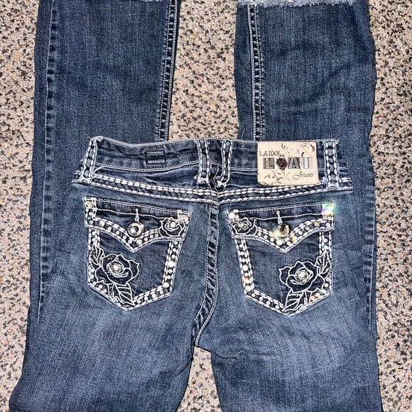 L.A. idol Denim - L.A. idol Women's Blue Boot Cut Jeans with Embroidery